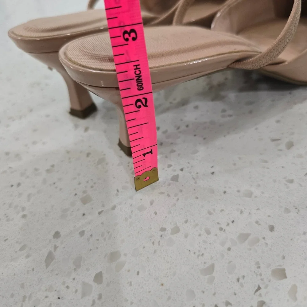 Anne Klein iFlex Nude Patent Pointed Toe Kitten Heel Mules Womens Size 8.5 - Picture 8 of 11